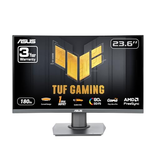 ASUS TUF 24” Curved FHD Gaming Monitor, 180Hz, 1ms