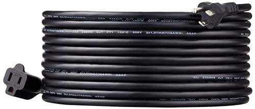 Amazon Basics 25ft Black Indoor Extension Cord, 13A 125V