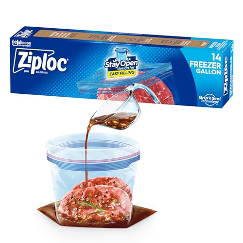 Ziploc Gallon Freezer Bags, Stand-Up Design, 14 Count