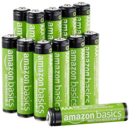 Amazon Basics Rechargeable AAA Batteries, 12-Pack, 800mAh, Pre-Charged