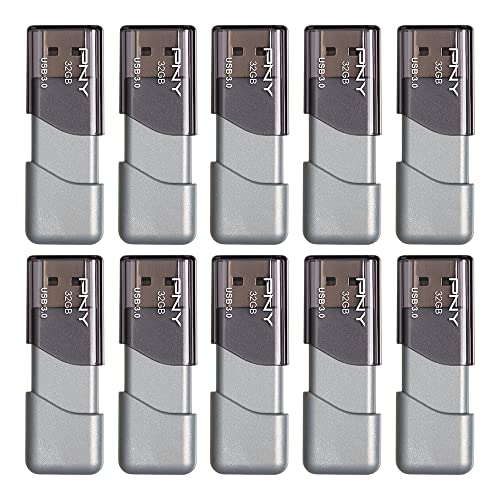 PNY 32GB USB 3.0 Flash Drive, Silver (10-Pack)