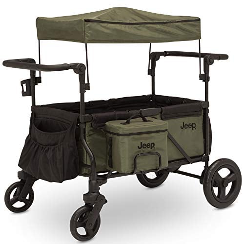 Jeep Wrangler Stroller Wagon with Cooler & Organizer, Black/Green