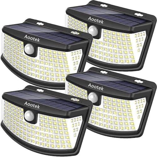 Aootek Solar Motion Sensor Lights, 120 LEDs, 4-Pack