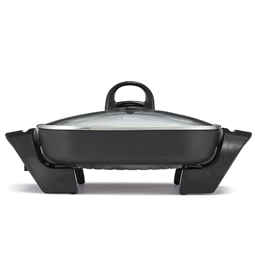 Bella 12″ Nonstick Electric Skillet with Glass Lid, Black