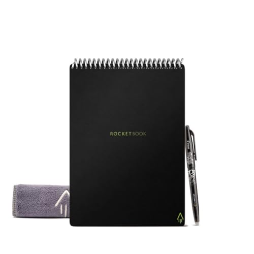 Rocketbook Reusable Flip Notebook, Letter Size, Black