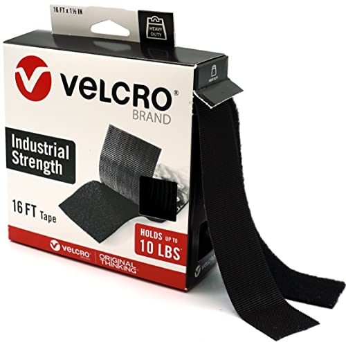 VELCRO Heavy Duty Tape 16ft Roll, Holds 10 lbs, Black