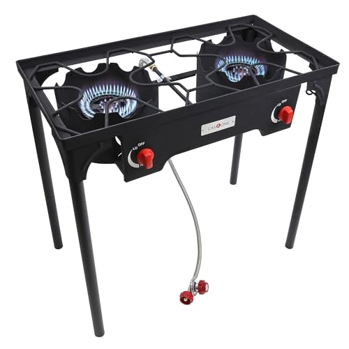 Gas One Dual Burner Outdoor Camp Stove with Adjustable Regulator