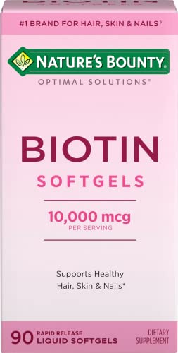 Nature’s Bounty Biotin 10,000mcg Hair, Skin & Nails Supplement, 90 Softgels