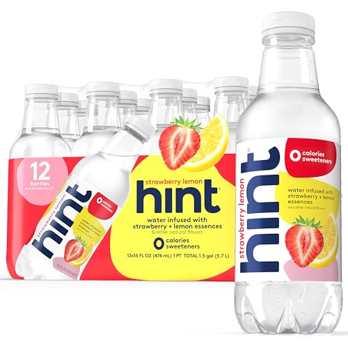Hint Strawberry Lemon Water, Zero Sugar/Calories, 16oz, 12-Pack