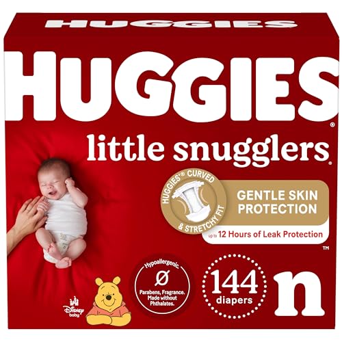 Huggies Little Snugglers Newborn Diapers, Size Newborn, 144 Count