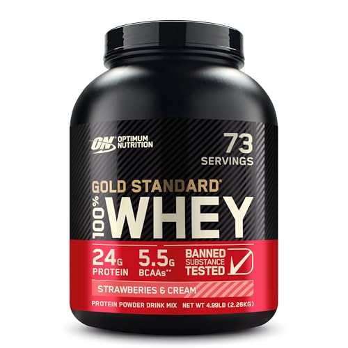 Optimum Nutrition Whey Protein, Strawberries & Cream, 5 lb