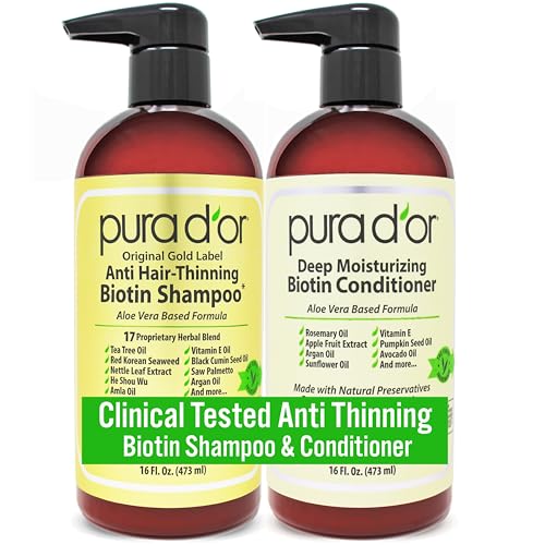 PURA D’OR Biotin Shampoo & Conditioner Set, DHT Blocker, 16oz