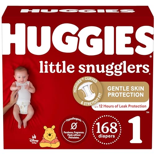 Huggies Little Snugglers Size 1 Baby Diapers, 168ct