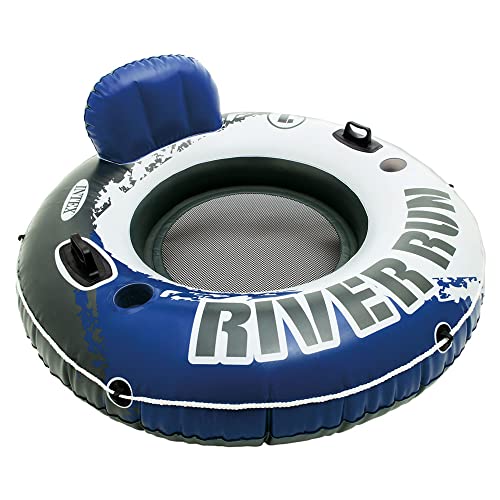 INTEX River Run Inflatable Lounge: Backrest, Cup Holders, 220lb Capacity