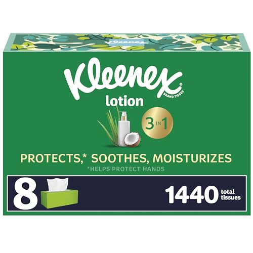 Kleenex Lotion Tissues with Coconut Oil, 8 Boxes, 3-Ply