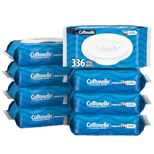 Cottonelle Flushable Wet Wipes, 8 Packs, 336 Wipes Total