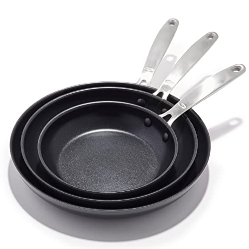 OXO 3-Piece Ceramic Nonstick Frying Pan Set, Black