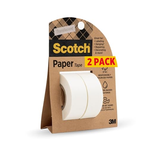 Scotch Writable Translucent Paper Tape, 3/4″ x 600″, 2 Rolls