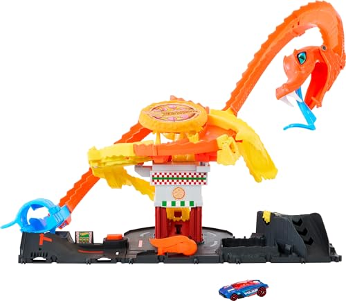 Hot Wheels City Track Set: Pizza Slam Cobra Attack, 1:64 Vehicle