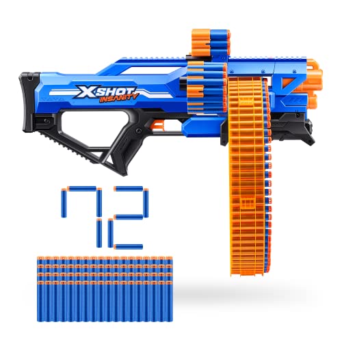 X-Shot Insanity Mega Barrel by ZURU, 72 Darts, Rotating Barrel