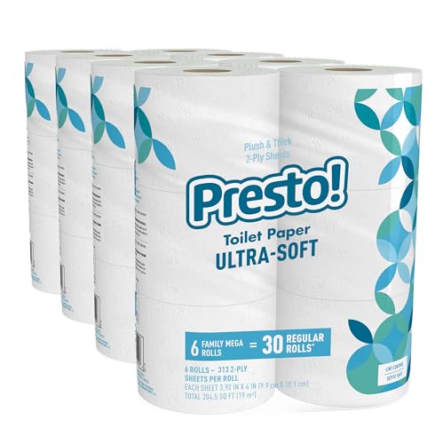 Presto! Ultra-Soft Toilet Paper, 24 Mega Rolls, Unscented