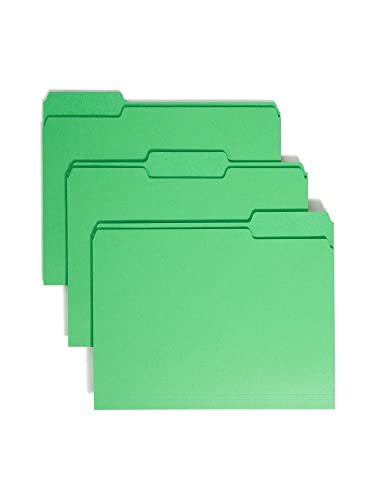 Smead Green File Folders, 100-Pack, 1/3-Cut, Letter Size