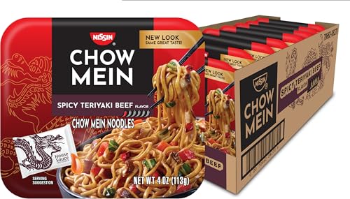 Nissin Spicy Teriyaki Beef Chow Mein, 4oz, Pack of 8
