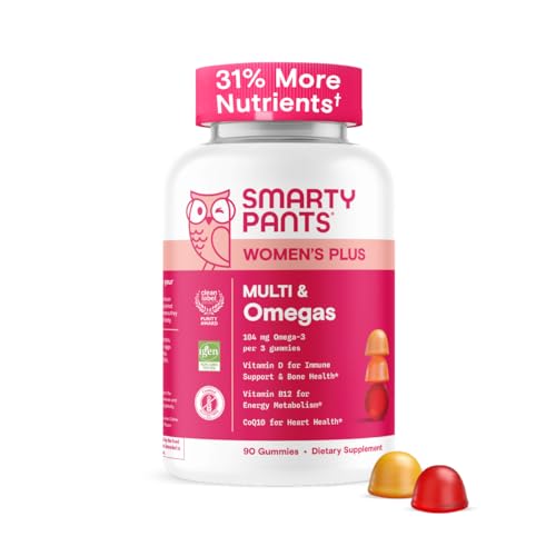 SmartyPants Women’s Multivitamin Gummies – Omega 3, Vitamins, Gluten Free, 90 Count