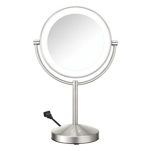 Conair LED Lighted Vanity Mirror, 1X/10X Magnification, Satin Nickel