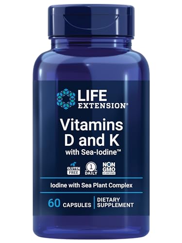 Life Extension Vitamins D3 & K with Sea-Iodine, 60 Capsules