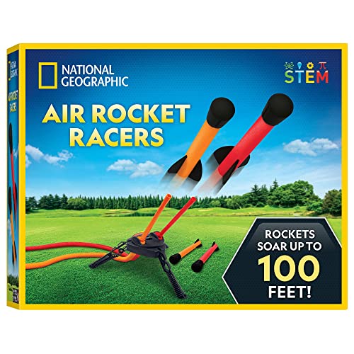 NATIONAL GEOGRAPHIC Air Rocket Toy – Launch Rockets 100Ft, Kids Science Kit