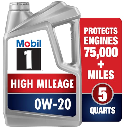 Mobil 1 High Mileage Synthetic Oil 0W-20, 5 Quart