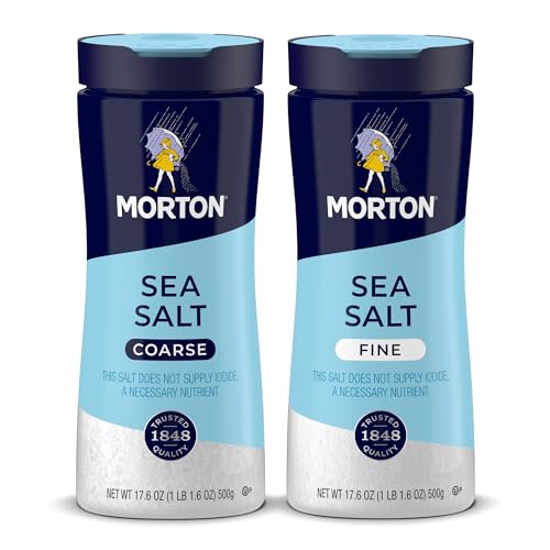 Morton Sea Salt Set: Fine & Coarse, All-Natural, 2-Pack