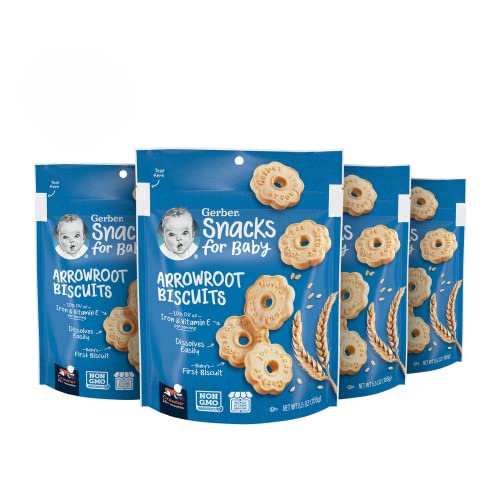 Gerber Baby Arrowroot Biscuits, 5.5 oz, Pack of 4