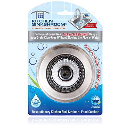 SinkShroom Clog-Free Stainless Steel Strainer, Chrome Gray