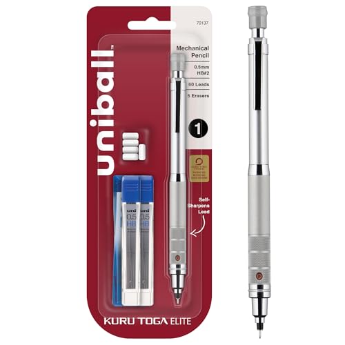 Uniball Kuru Toga Mechanical Pencil Kit, 0.5mm, Silver