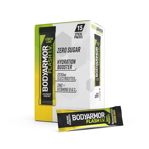BODYARMOR Lemon Lime Electrolyte Drink Mix, Zero Sugar, 15 Pack
