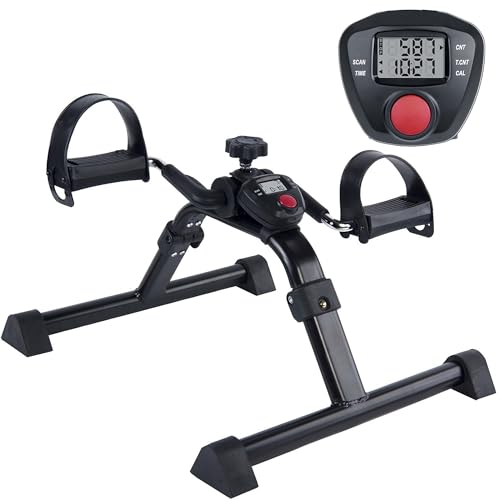Vaunn Under Desk Bike Pedal Exerciser with Display, Dark