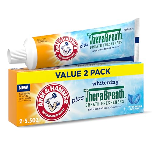 ARM & HAMMER Toothpaste with TheraBreath, ICY Mint, 5.5 Oz (2-Pack)
