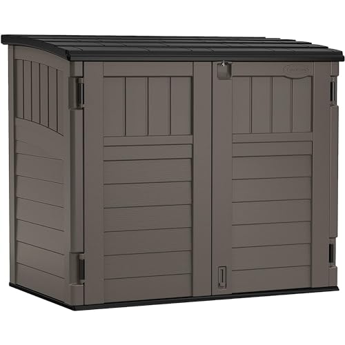 Suncast 34 Cu. Ft. Outdoor Storage Shed w/ Lock, Stoney/Black