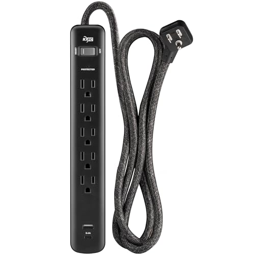 KMC 5-Outlet Surge Protector with USB-A & USB-C, 6ft Cord