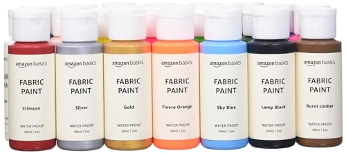 Amazon Basics Fabric Paint Set, 24 Colors