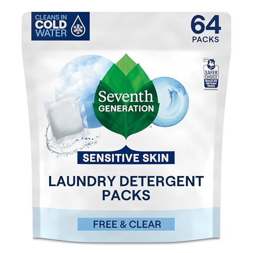 Seventh Generation Free & Clear Laundry Packs, Sensitive Skin, 64 Count