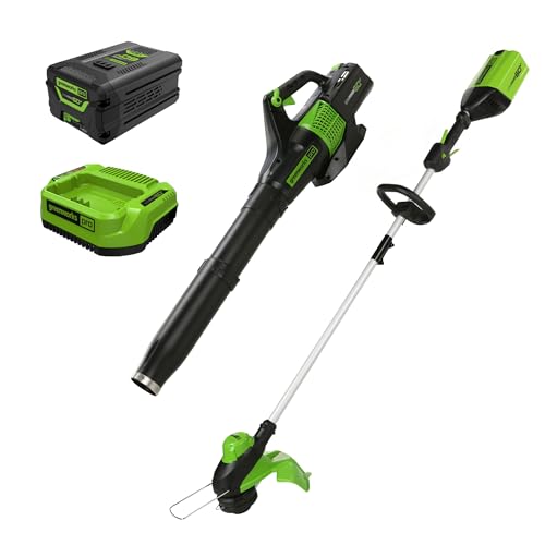 Greenworks 60V Cordless Trimmer & Blower Combo, Battery Included
