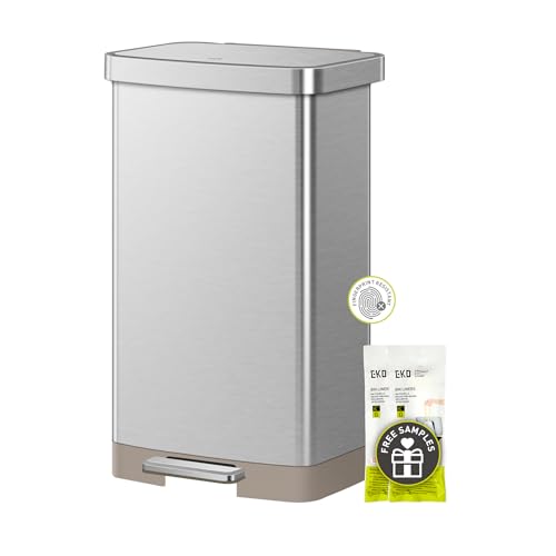 EKO Hudson 75L Stainless Step Trash Can with Bag Storage