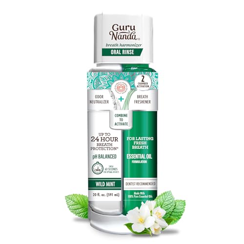 GuruNanda Wild Mint Mouthwash – Freshens Breath, Alcohol-Free, 20oz