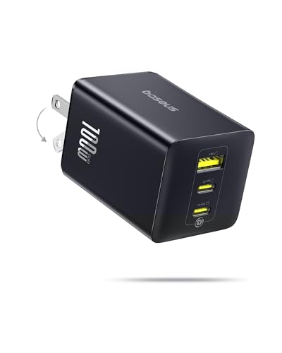 Baseus 100W 3-Port GaN USB-C Charger for Laptops & Phones