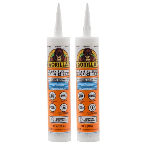 Gorilla Waterproof Silicone Sealant, 10oz, Pack of 2 – White