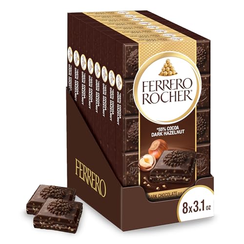 Ferrero Rocher Dark Chocolate Hazelnut Bars, 8 Pack, 3.1 oz