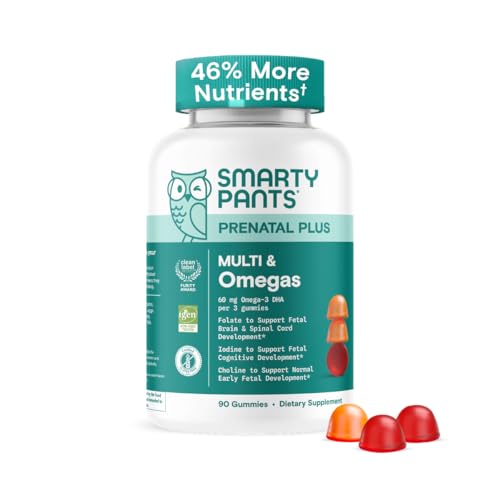 SmartyPants Prenatal Gummies: Omega 3, Vitamins, Gluten Free, 90ct